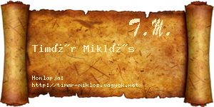 Timár Miklós névjegykártya